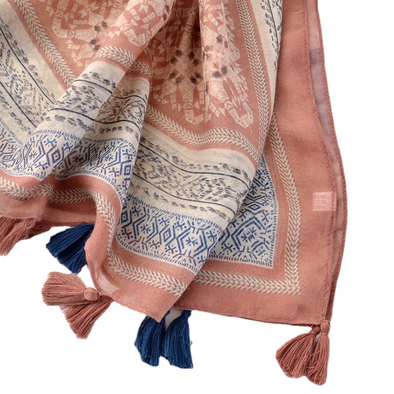 2020 nueva bufanda bohemia de algodón y lino Yunnan Lijiang Travel protector solar chal Toalla de playa bufanda geométrica para las mujeres