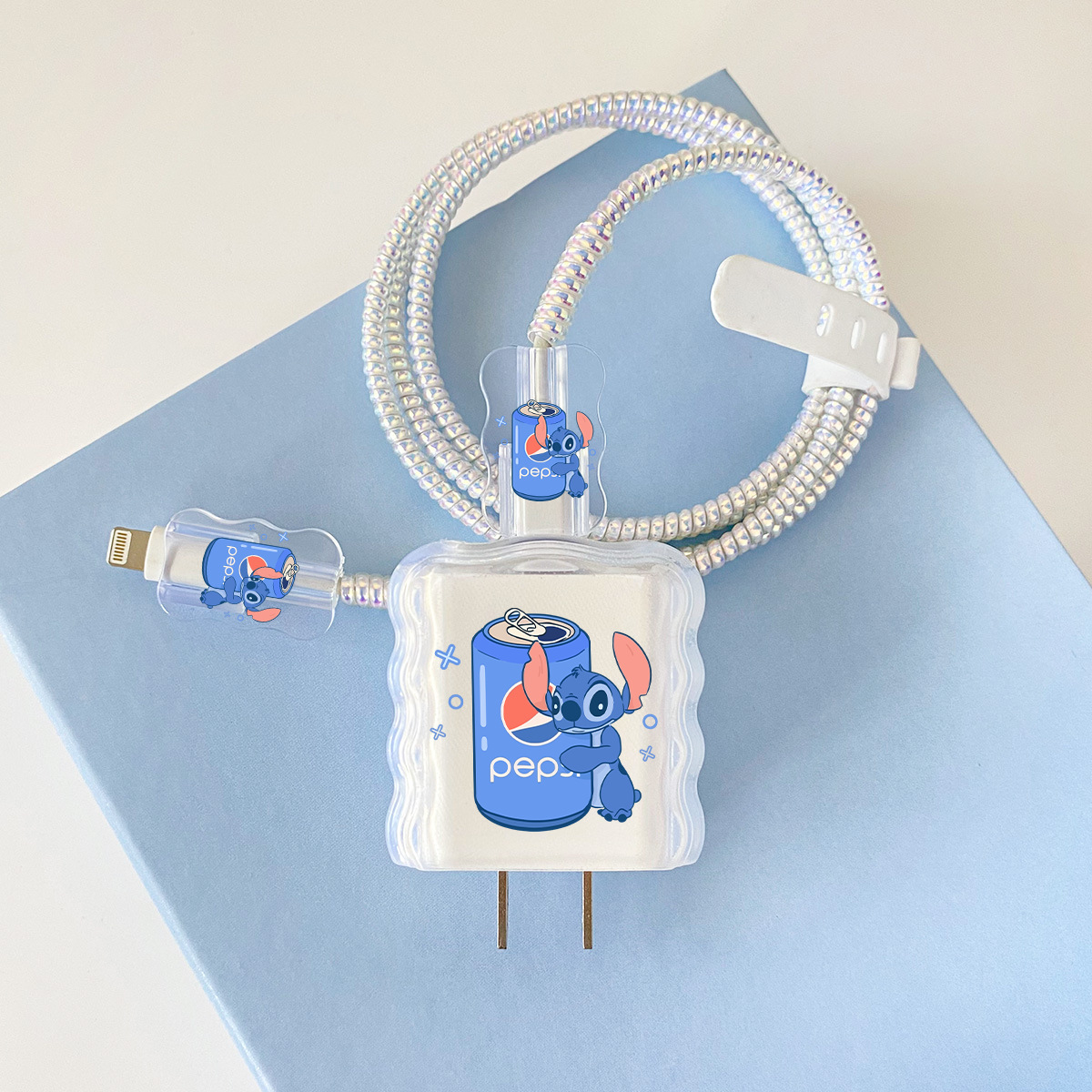 Apple 20w-A6 스티치 오버레이 헤드기어 + 물결선 클립 + 1m 레이저 흰색 로프 + 흰색 스트랩