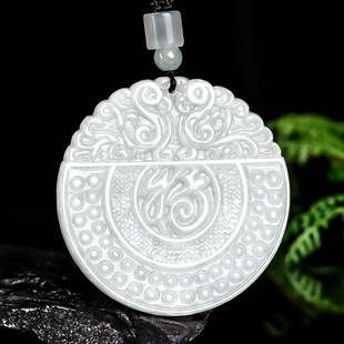Natural Burma A Jade Antique Fu Brand Waxy Jade Pendant Men's Pendant Women's Jade Pei Wholesale