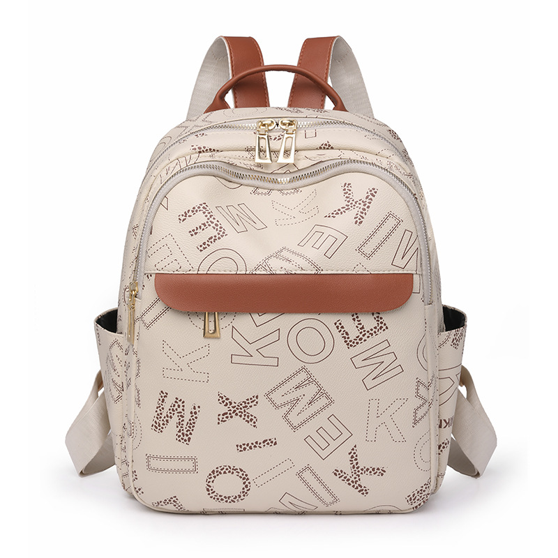 Mochila retro mujer 2024 nuevo estilo de moda casual impresión de letras mochila de gran capacidad mochila de viaje simple al por mayor