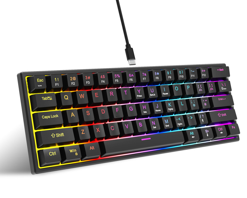 K61キー有線機械キーボード青軸RGB電気競争ゲーム発光ノートパソコンType-Cクロスボーダー卸売り|undefined
