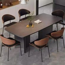 岩板餐桌家用小户型客厅意式2025新款轻奢现代简约高级长方形方桌