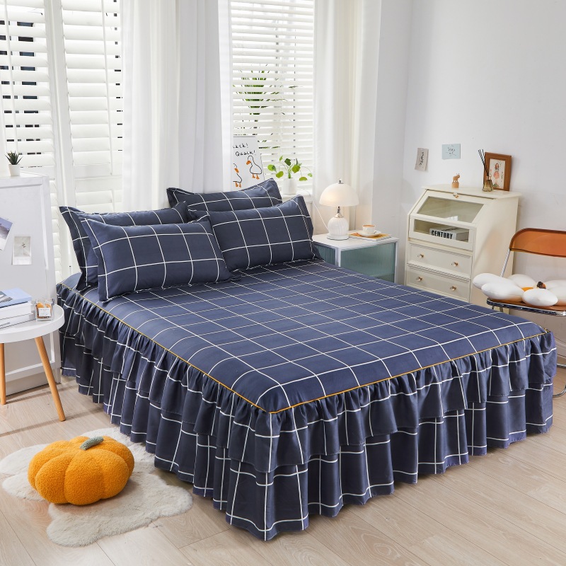 Máscara de cama Simmons transfronteriza, algodón de aloe vera, falda de cama de encaje bilateral de una sola pieza, cubierta de cama de princesa coreana, fábrica al por mayor