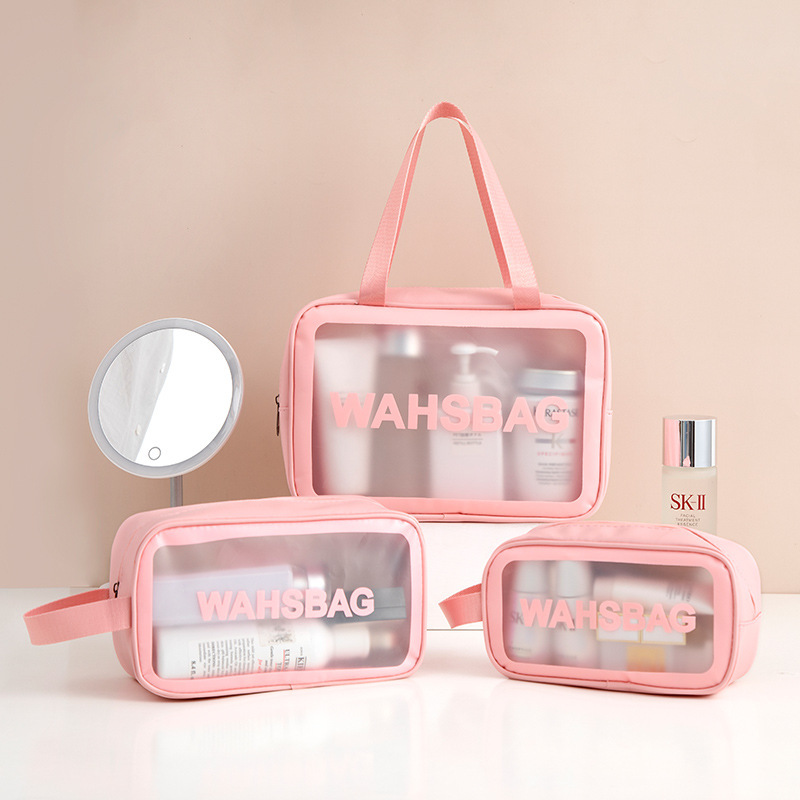 Ch Transparent Cosmetic Bag Travel Portable Beach Swimming Bag Large Capacity Pu Waterproof Cosmetic Toiletries Bag Wholesale