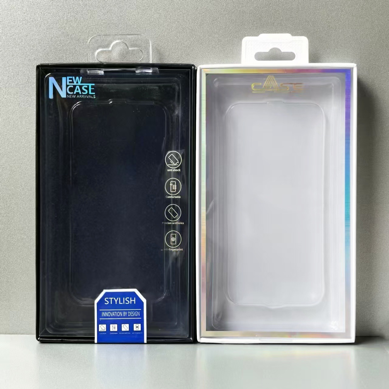 6.1-6.7寸通用手机壳包装天地盖高档硬纸盒PVC上下盖手机壳外包装