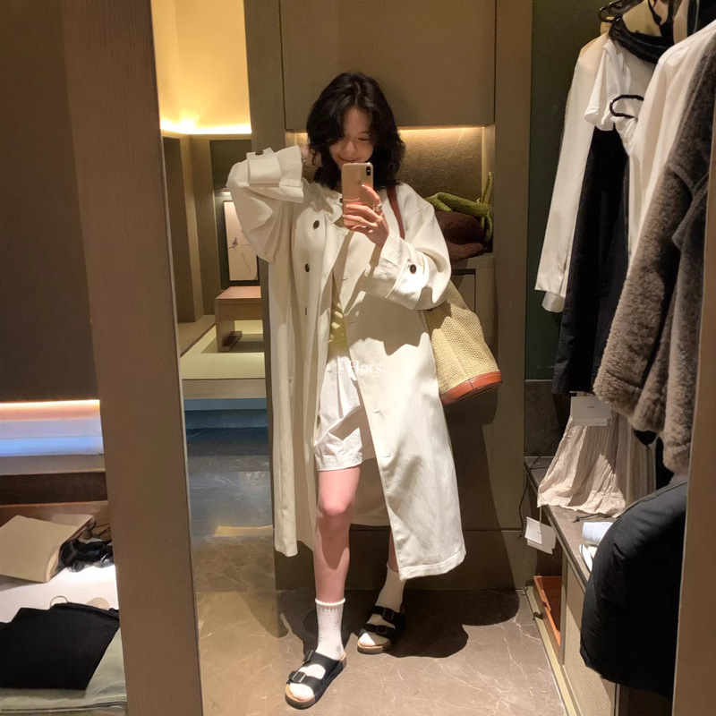 Clearance Sale, No Returns or Exchanges: Korean-Style Simple and Elegant Loose-Fitting Versatile Long Stand-Collar Trench Coat for Women, Suitable for Spring and Autumn