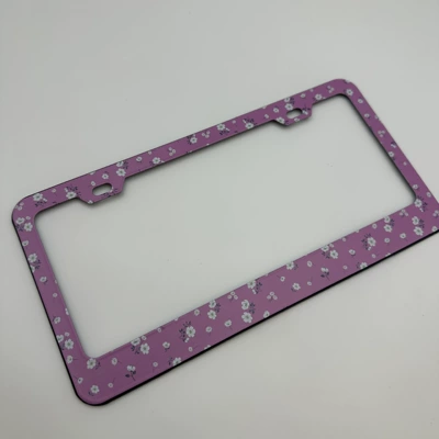 Pink Floral License Plate Frame, American License plate holder/license plate holder