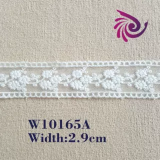 2.9cm条码双边网纱花边条 棉线锦网刺绣辅料 小雏菊网布花边