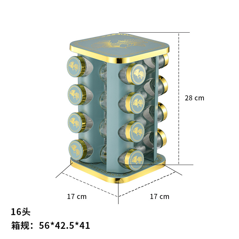 Caja de condimento multifuncional de cocina de acero inoxidable Estante de condimento giratorio de ginkgo biloba cuadrado Estante de cocina al por mayor