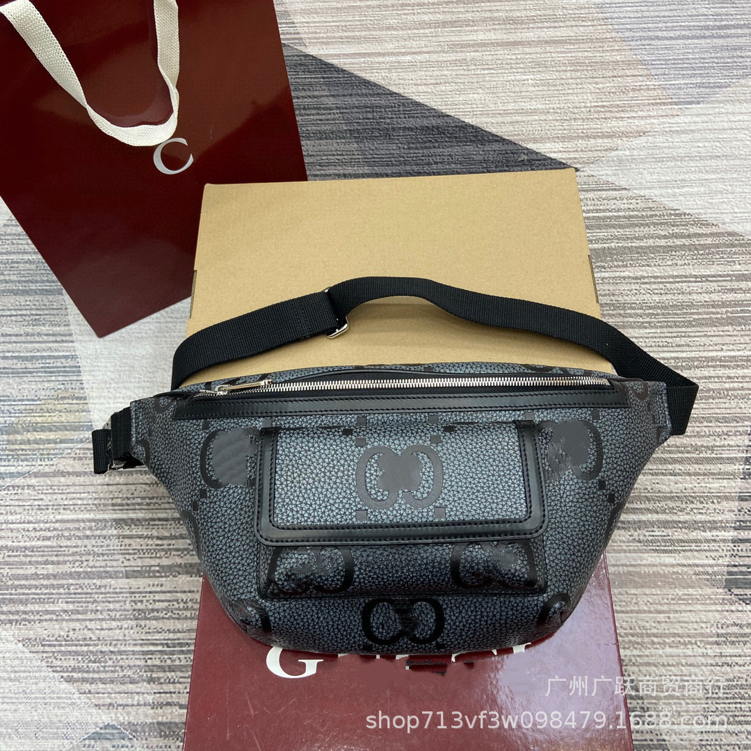G驰双G大号腰包男士胸包头层牛皮腰包多功能斜挎包高品质供跨境