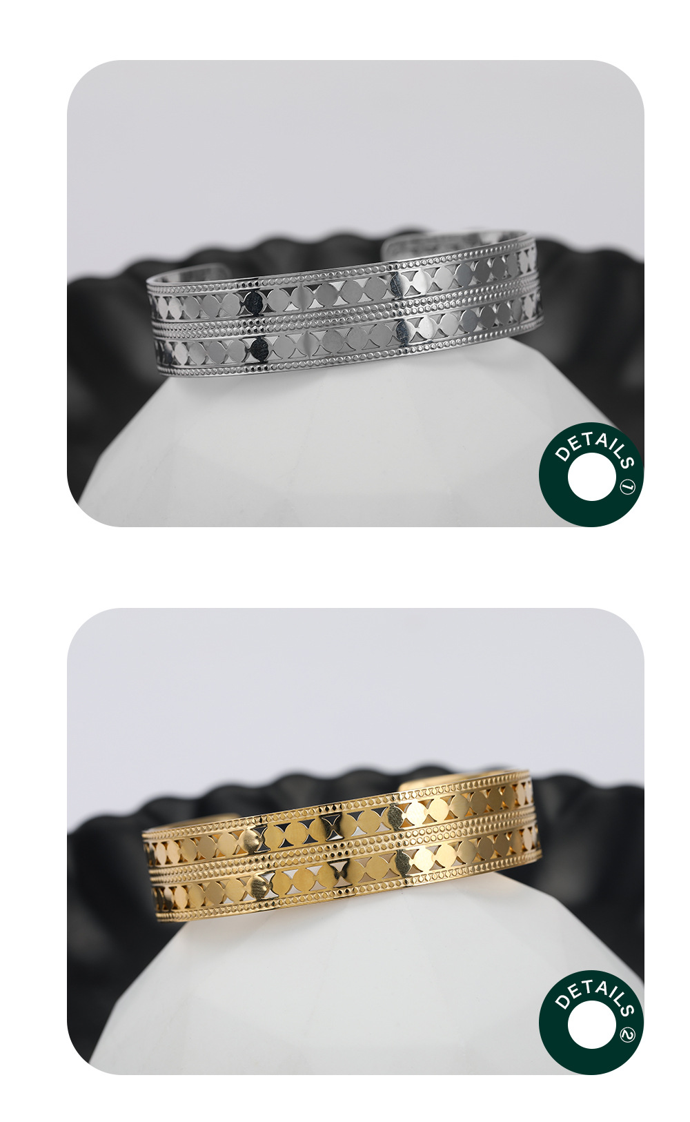 Fashion C Shape Round Stainless Steel Bangle Hollow Out Stainless Steel Bracelets