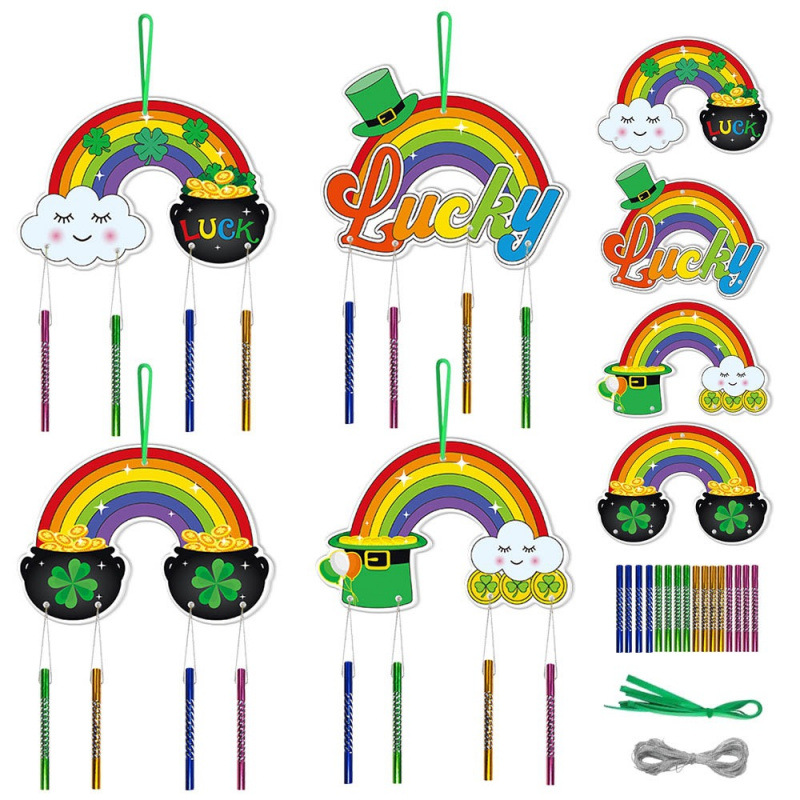 Accesorios de decoración del día de San Patricio transfronterizo europeo y americano Campanas de viento del arco iris Lucky adornos del día nacional irlandés