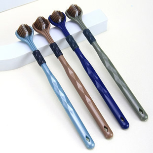 Three-headed pet toothbrush oral cavity cleaning kitten dog toothbrush three-sided soft fur cat cleaning teeth dog toothbrush