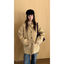 衣夫 韩系小个子中长款双面羊毛大衣2025冬季利落挺括毛呢外套892