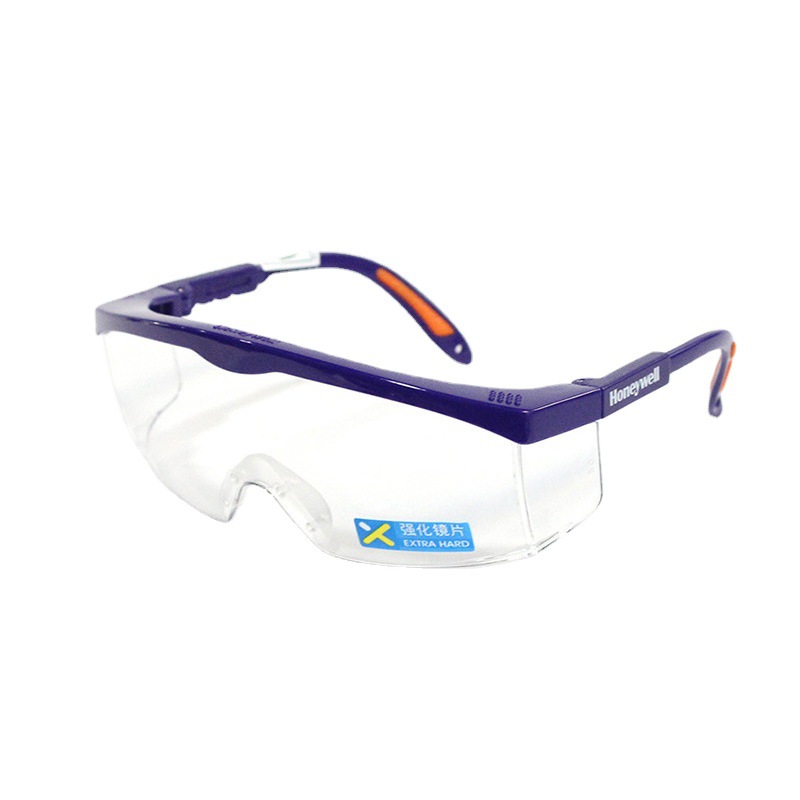 霍尼韦尔100110加强防刮擦防雾护目镜S200A系列黑蓝镜框平光眼镜
