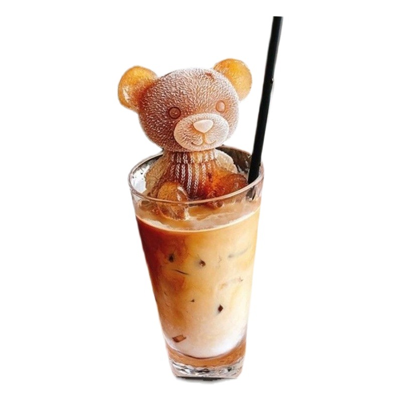 Oso cubo de hielo molde tridimensional de silicona Oso de hielo herramienta de molienda 3D Oso cubo de hielo Rosa molde de hielo animal epoxi molde