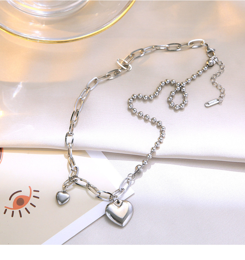 201 Stainless Steel Hip-Hop Polishing Heart Shape Long Necklace display picture 9