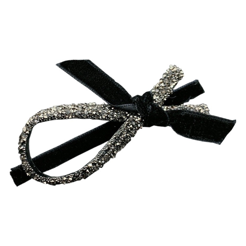 South Korea elegant bow flash Diamond elegant side clip bangs clip retro high-grade niche clip duckbill clip for women
