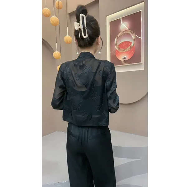 新中式提花立领短外套2025年春夏新款百搭显瘦设计感防晒长袖外衣|undefined