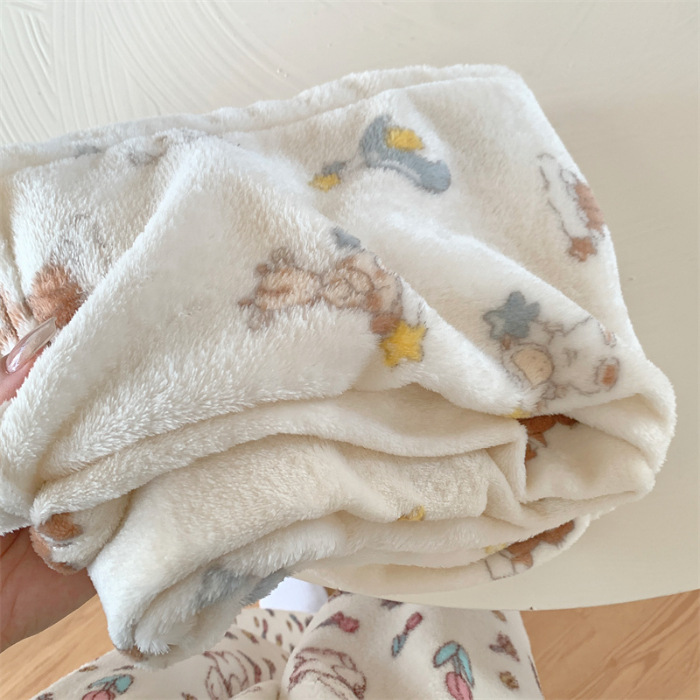 2025 otoño y invierno de flanela de dibujos animados pantalones de pijama individuales gruesos calentados pantalones caseros lindos pantalones