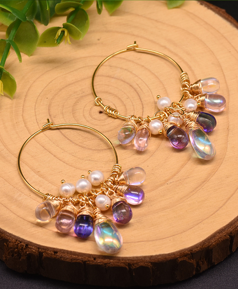 14g Weight Earrings Event & Party Supplies 925 Sterling Silver Ear Needle Material 1 Pair 18K Gold Plated Freshwater Pearl Copper Artificial Crystal Freshwater Pearl Earrings Circle Earrings