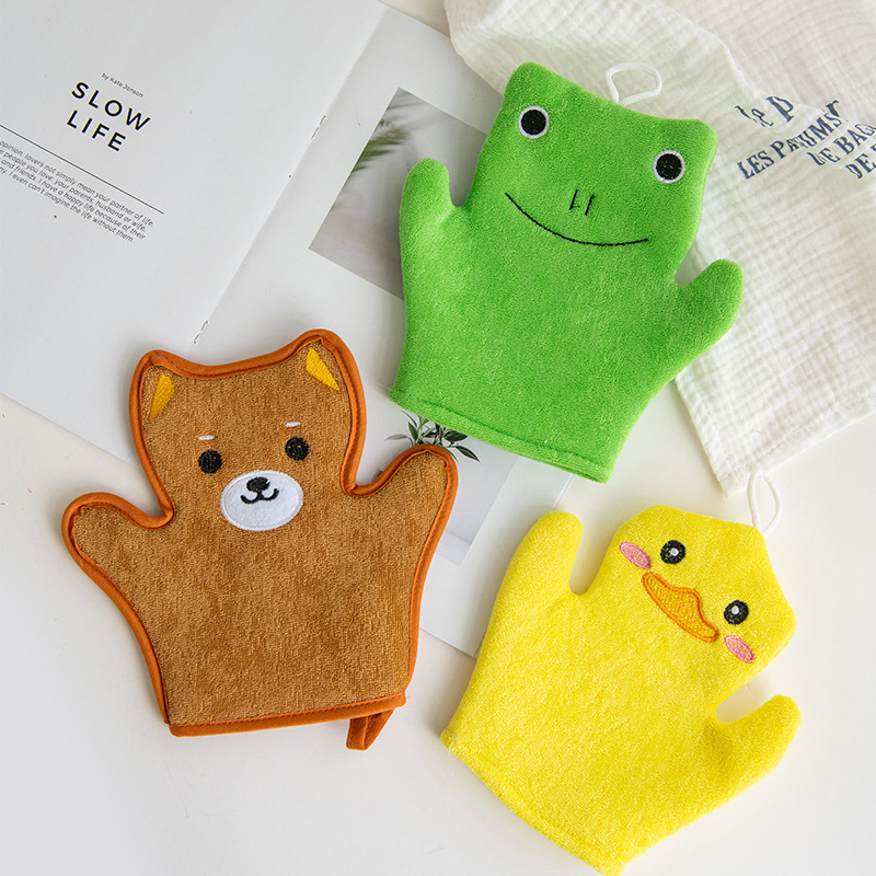 可爱儿童搓澡巾无痛下泥宝宝搓澡手套起泡洗澡刷家用清洁沐浴手套