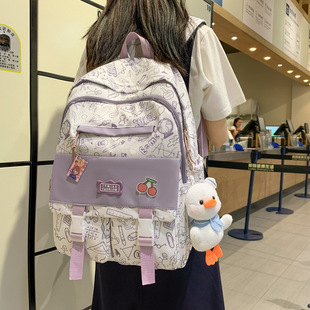 Niche Graffiti Design Backpack Women's Japanese ins All-match High School Students Junior High School Students Backpack Large Capacity Schoolbag