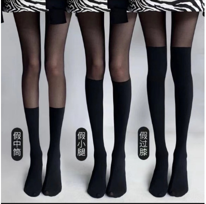 Fake high-top stitching black stockings women's thin fake thigh over-the-knee socks sexy cute bottoming pantyhose JK Internet celebrity