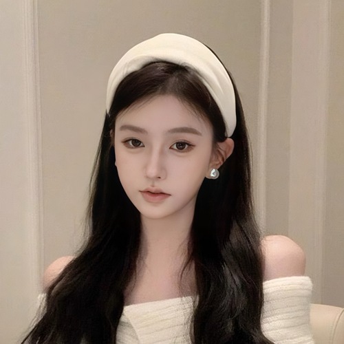 Retro-Style High-End Pure White Wide-Band Headband Simple High-Crown Hair Accessory for Women, Sophisticated Facial Cleansing Hair Headband
