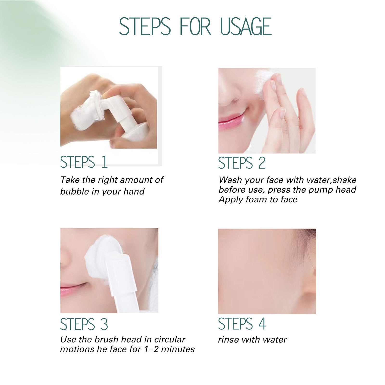 Tea BUPY Green Cleansing Mousse Mild foam Wash and Unload Two in One Amino Acid Facial Cleanser New Product              Amo_voghion.com