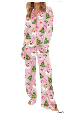2025跨境新款长袖家居服3D数码印花睡衣情侣亲子服家居服POD定 制|undefined