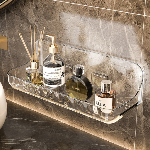 Acrylic bathroom shelf, wall-mounted toilet tissue rack, no drilling, bathroom washbasin wall-mounted cosmetic storage rack