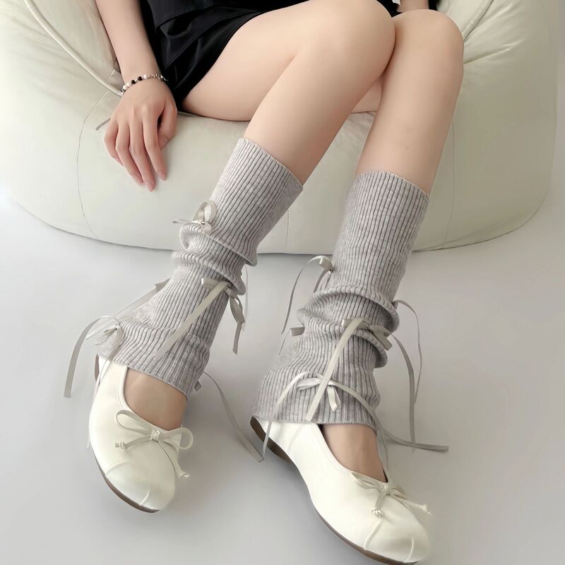 Lazy Style Sweet Socks Set Spring and Autumn Bow Ballet Style JK Calf Set Lolita Stacks for Children
