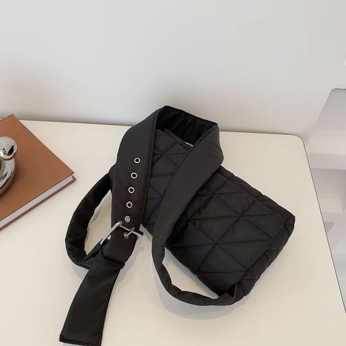 Space cotton sponge down bag embroidery rhombus bag shoulder handbag bag women 2024 winter trendy crossbody small square bag