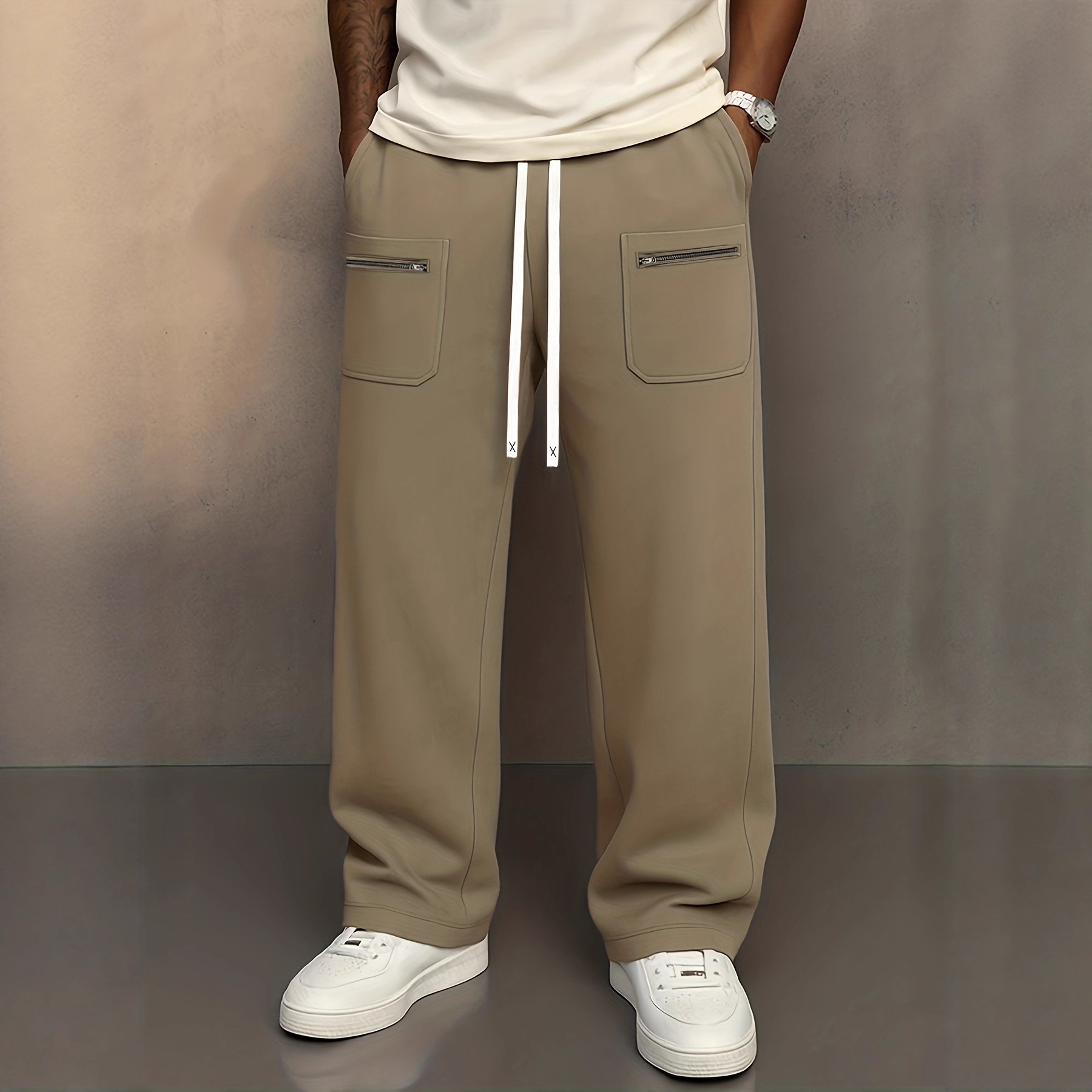 (in Stock) European and American 2025 New Men's Casual Pants Loose Straight Pants Cargo Pants Loose Casual Pants