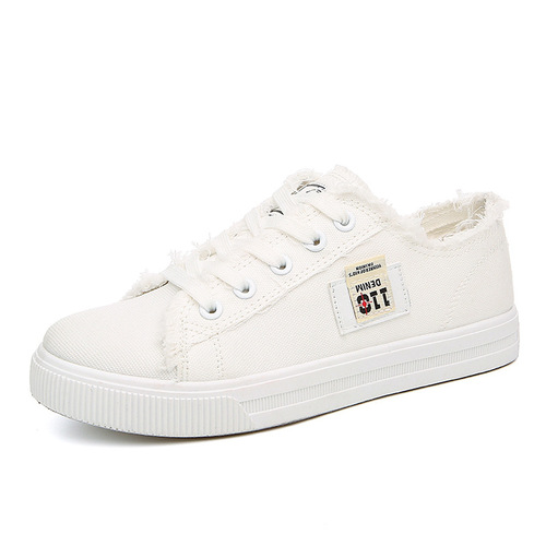 Canvas Shoes for Girls - Autumn 2024 New Women's Shoes, Spring White Sneakers for Students, Flat Single Sole Shoes