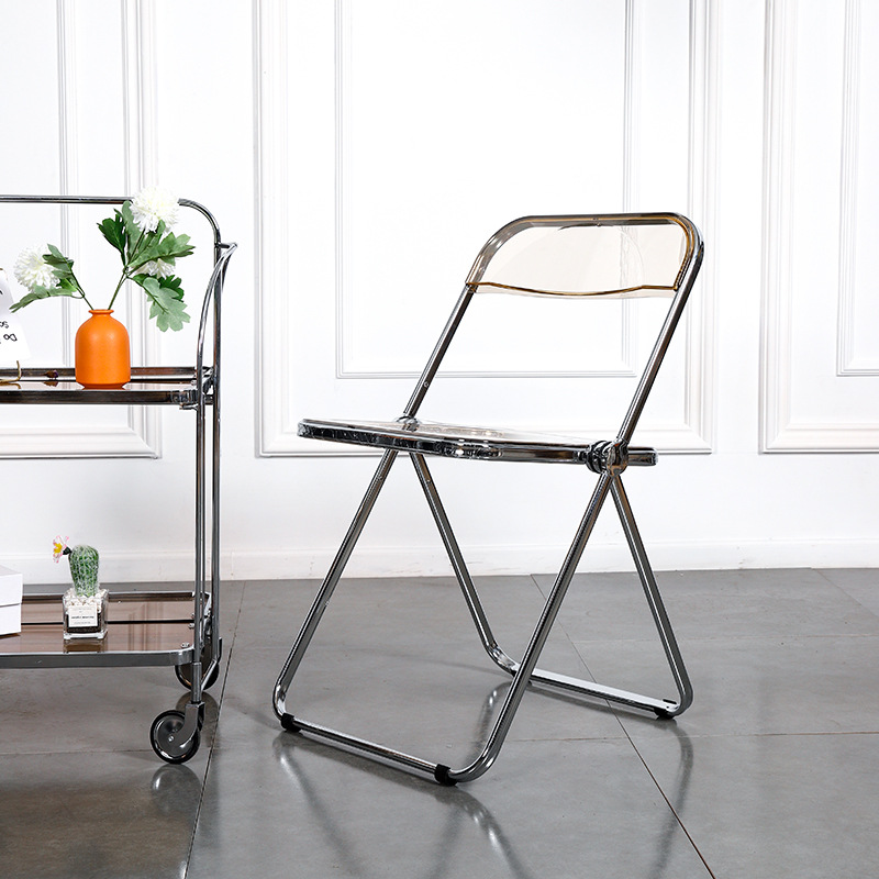 Nordic transparent folding chair plastic crystal negotiation chair stool simple modern acrylic backrest dining chair dropshipping