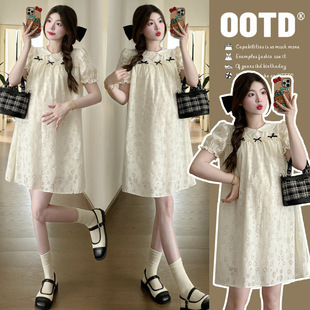 2024 summer design doll collar small dress loose bubble sleeve sweet age-reducing skirt