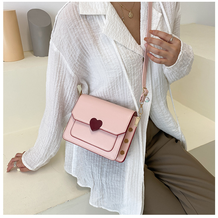 448g Weight Magnetic Buckle Closure Type Single Shoulder Strap Strap Type Crossbody Bag Bags Type Shopping Occasion Pu Leather Material Solid Color Pattern All Seasons Season Women's Gender Streetwear Style Square Shape Medium Size Women's Medium Pu Leather Heart Shape Solid Color Streetwear Square Magnetic Buckle Crossbody Bag 6