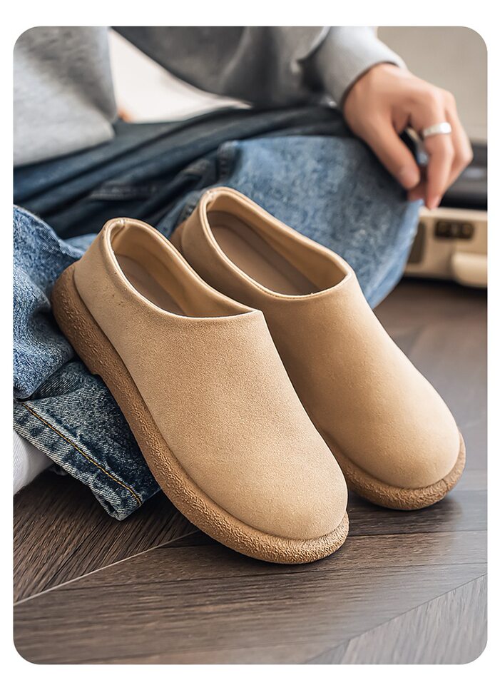Dép sandal nam bít mũi da PU đế dày chống trượt kiểu lười xỏ chân — Màu nâu, màu be, màu đen chi tiết 12