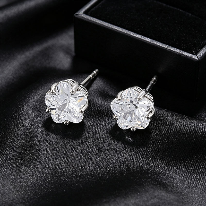Pendientes de Flor con Piedra Única de Aleación de Cobre para Mujer