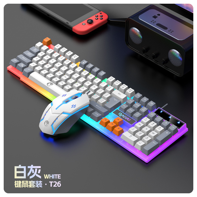 雷魁RAIKU t 26三色発光キーボードマウス有線機械手触りゲームマウスキーボードセット|undefined