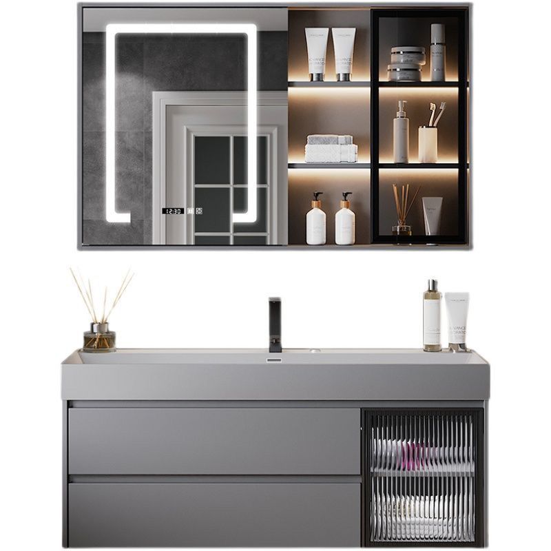 Moderno minimalista nano roca integrado cuenca baño gabinete combinación baño lavabo fregadero traje