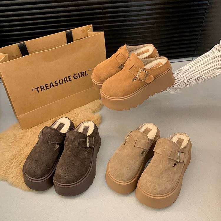 Кожаные туфли с толстой подошной пряжкой Birkenn носить на улице 2024 осень и зима новая повседневная универсальная хлопковая обувь