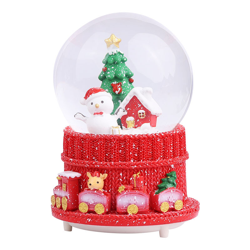 Nuevos productos transfronterizos regalos de Navidad creativos artesanía de resina decoración de escritorio adornos caja de sonido regalos de bola de cristal