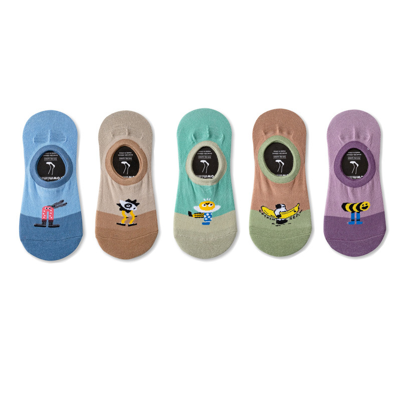 Calcetines de moda de estilo coreano calcetines de tobillo de dibujos animados invisibles para hombres y mujeres Calcetines de moda de estilo coreano