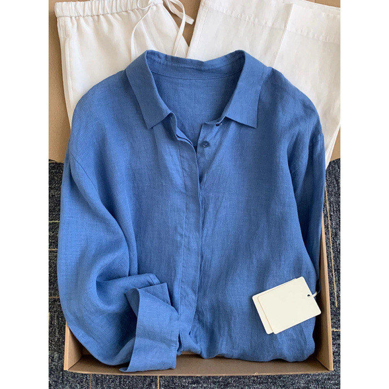 French-Style Linen Shirt for Women, New Spring and Autumn Thin Loose-Fitting Old Money Style Linen Shirt, Long-Sleeve Sun-Protective Cotton-Linen Top French-Style Linen Shirt for Women, New Spring and Autumn Thin Loose-Fitting Old Money Style Linen Shirt, Long-Sleeve Sun-Protective Cotton-Linen Top
