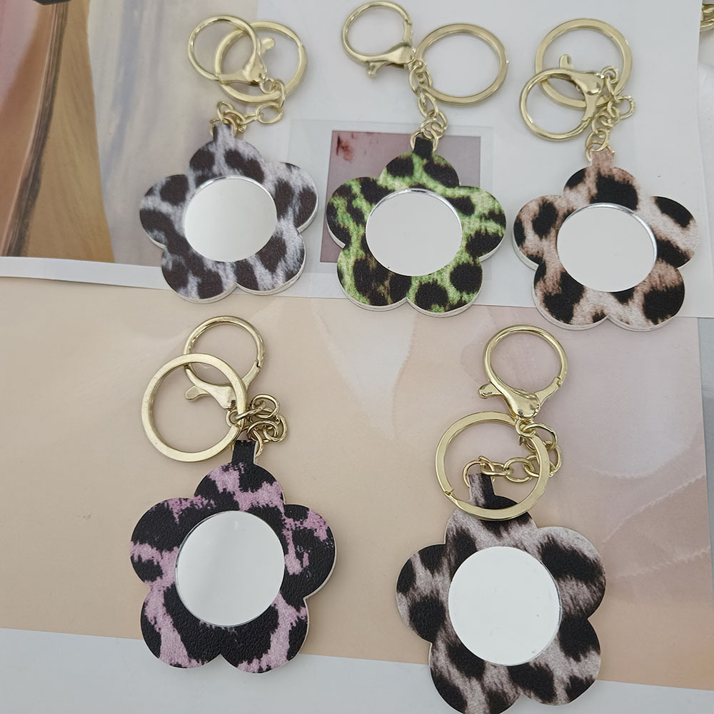 皮革镜子钥匙扣挂件