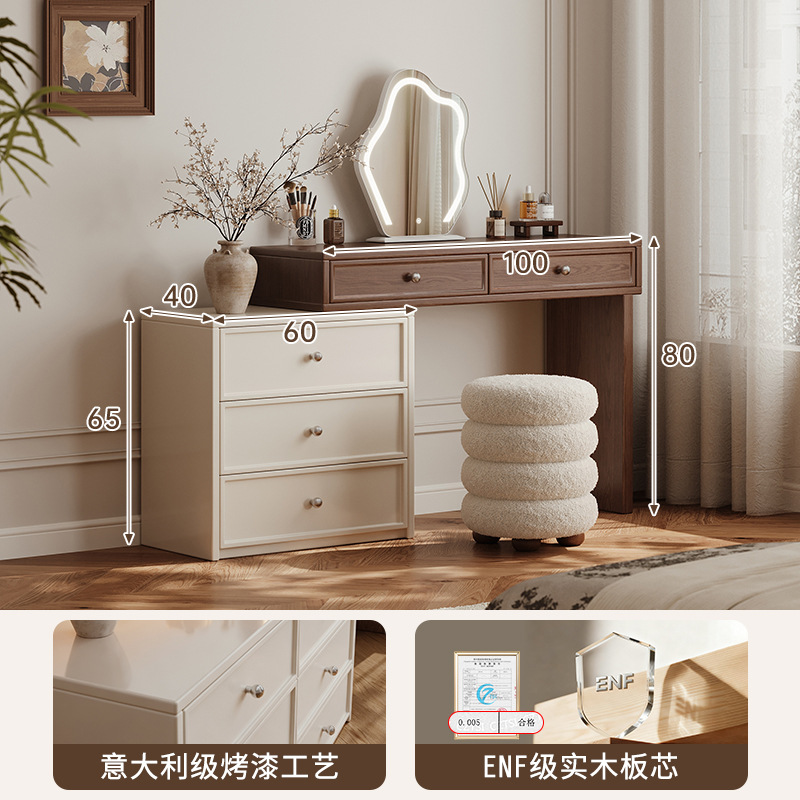 Akino estilo antiguo armario de tocador en 2025 nuevo dormitorio esquina de madera maciza dormitorio principal pintado espejo de mesa de maquillaje
