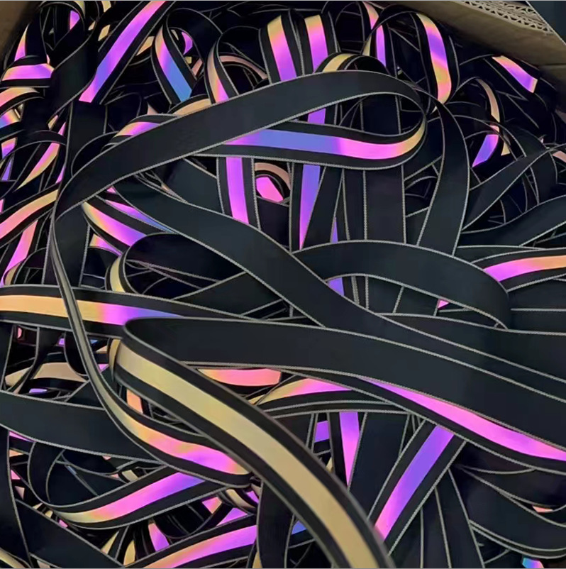 松紧带反光刻字膜幻彩宠物箱包衣服织带热转印高亮反光七彩弹力带